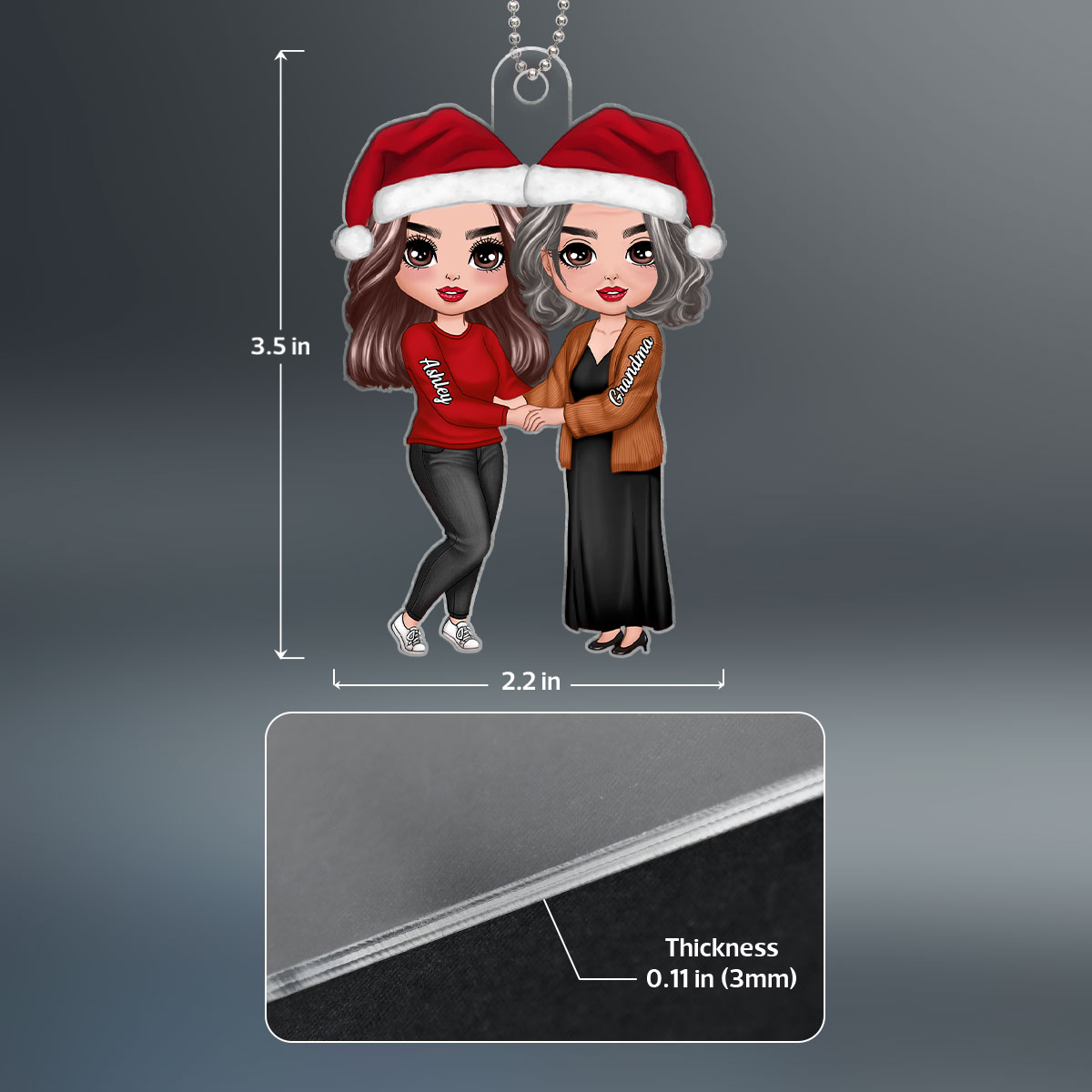 Grandma Adult Granddaughter Holding Hand Personalized Acrylic Ornament