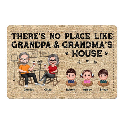 No Place Like Grandparents‘ House Grandkids Chin On Hands Personalized Doormat