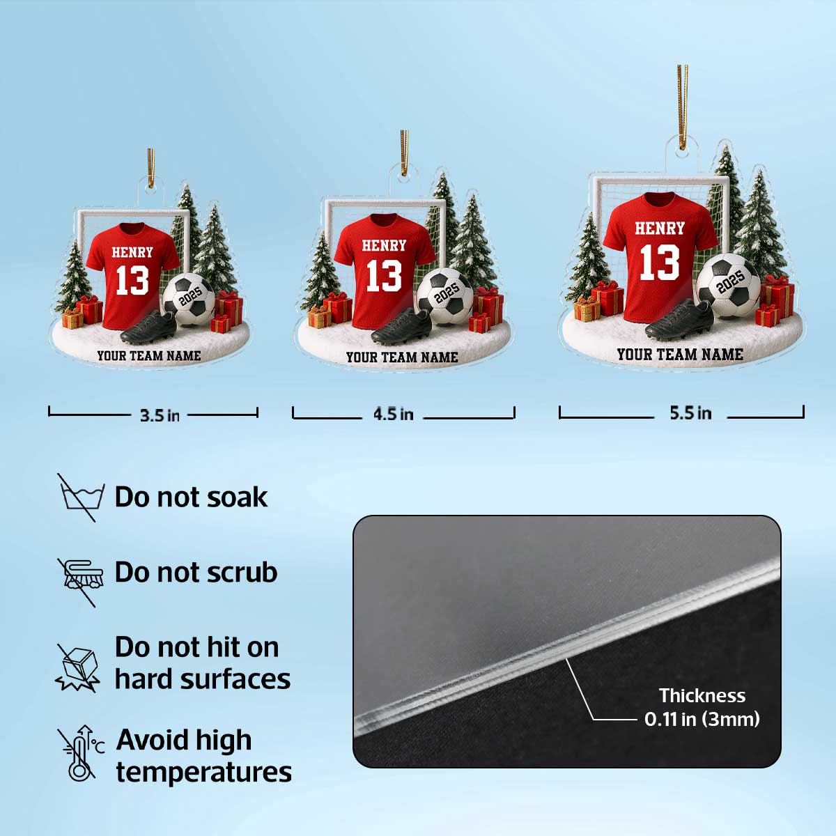 3D Effect Soccer Player Soccer Team Uniform - Personalized Acrylic Ornament - Gift For Soccer Lovers, Soccer Team
