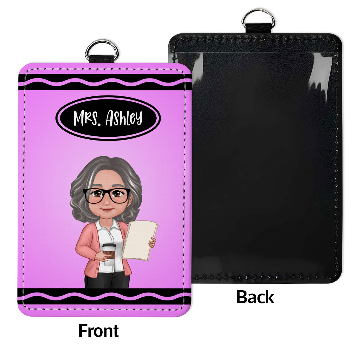 Crayon Themed Teacher Name Personalized ID Badge Holder, Back To School Gift