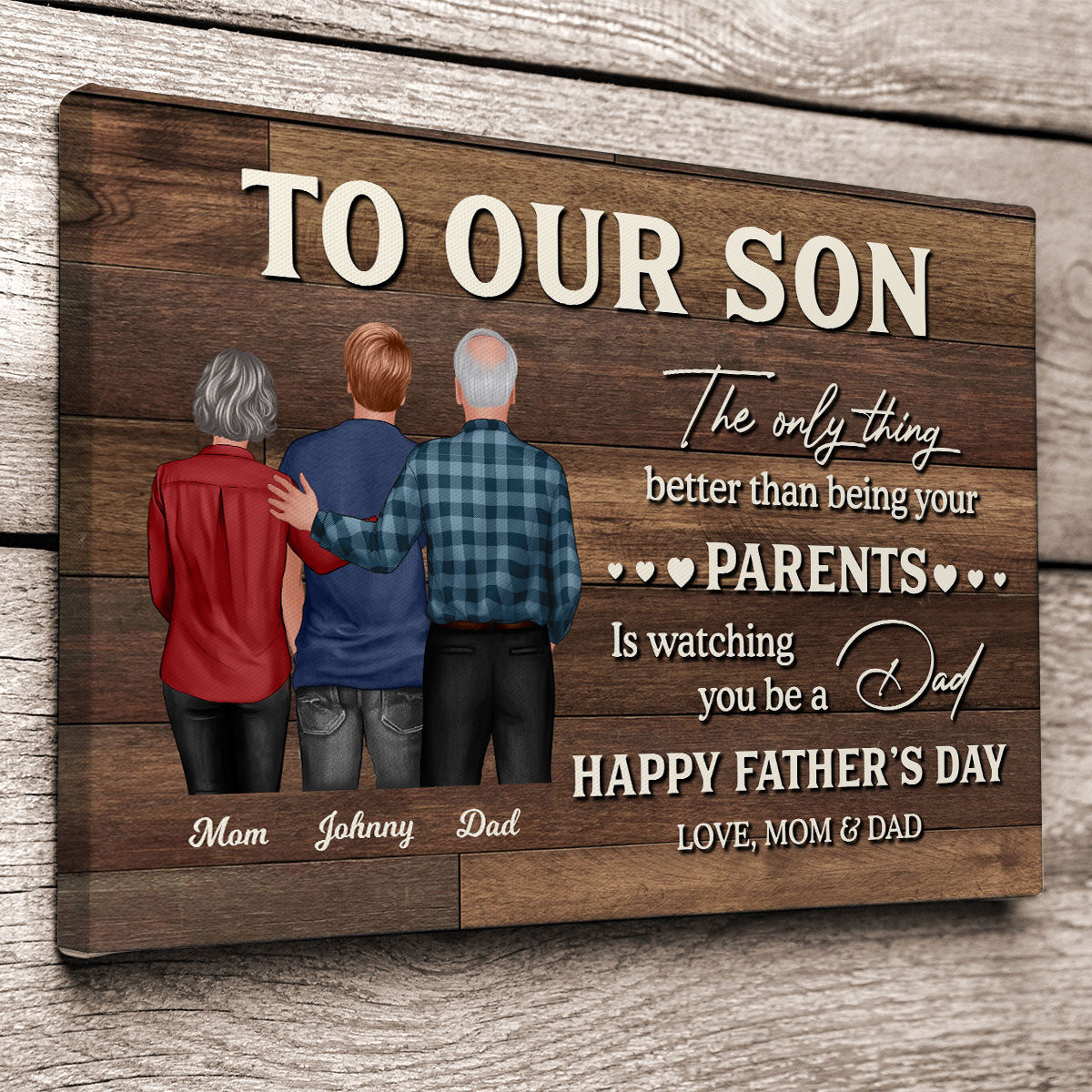 To My Son From Mom Happy Father's Day Personalized Wrapped Canvas| Heartfelt Father's Day Gift For Son