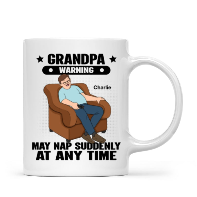 Grandpa Warning May Nap Suddenly At Any Time Funny Father‘s Day Gift Personalized Mug