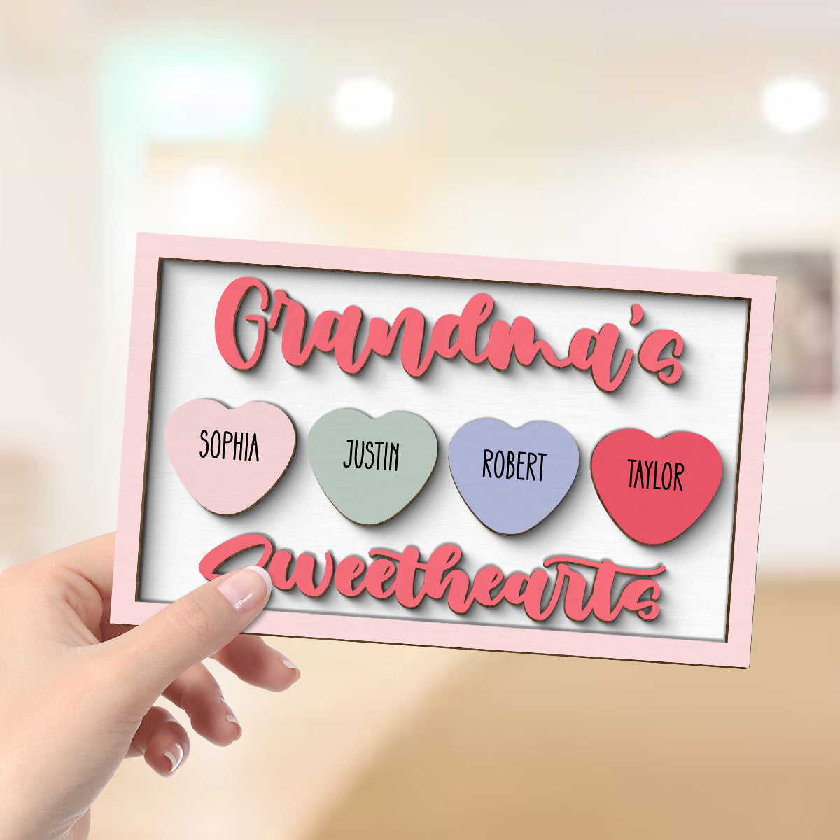 Grandma's Sweethearts Name Sign Personalized 2-Layer Wooden Plaque