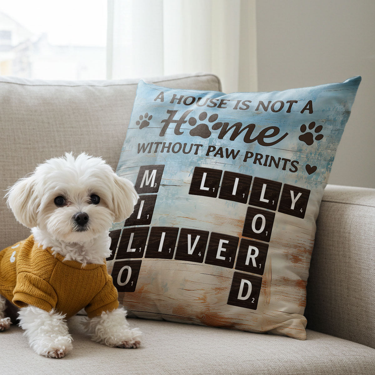 Pet Lover Home Decor Home With Paw Prints Crossword Puzzle Art Personalized Pillow