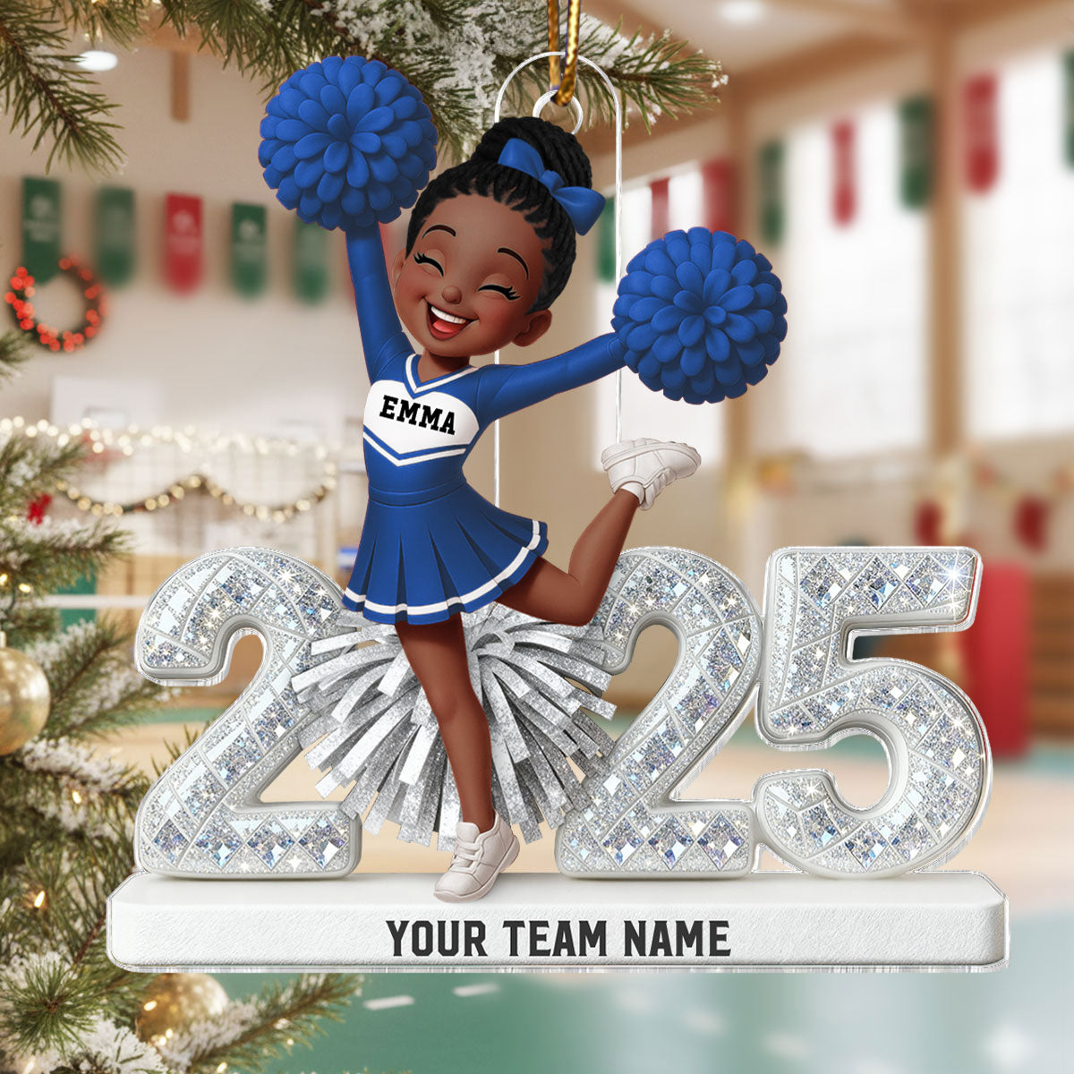 3D Shining Effect Christmas Cheerleader - Personalized Acrylic Ornament - Christmas Gift For Cheerleaders