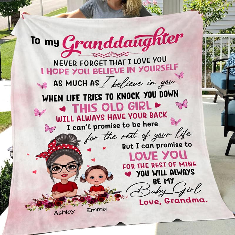 Polka Dot Grandma To My Granddaughter Grandson Personalized Fleece Blanket