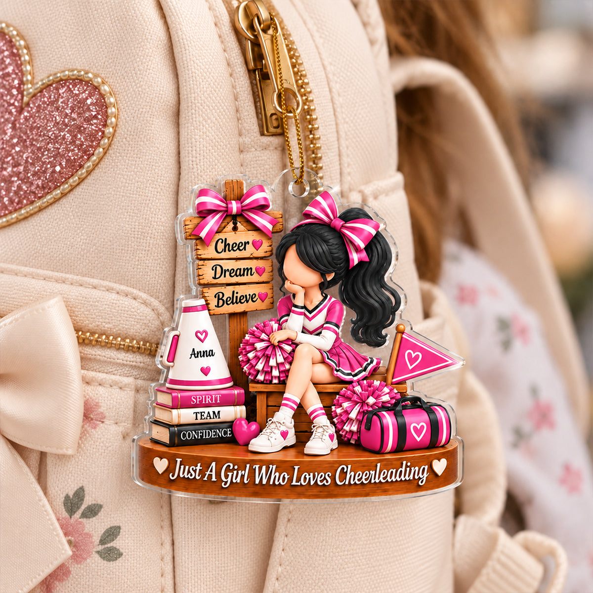 Just a Girl Who Loves Cheerleading - Personalized Acrylic Ornament - Christmas Gift for Daughter, Granddaughter
