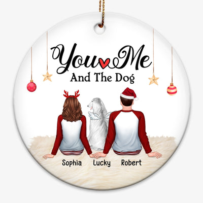You Me and The Dog Back View Personalized Circle Ornament
