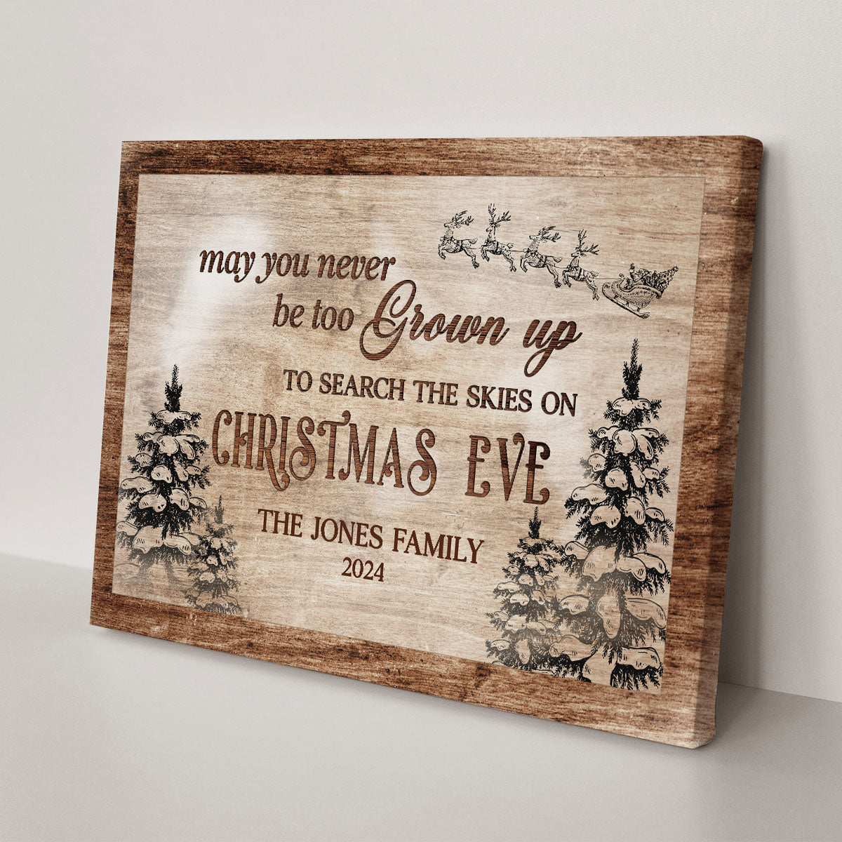 May You Never Be Too Grown Up To Search The Skies Canvas, Family Vintage Holiday Gift Wall Art