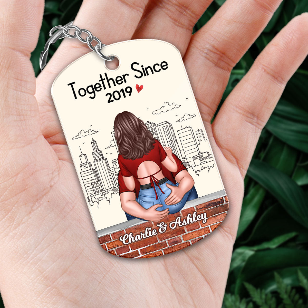 Man Holding Woman Back View Favorite Song QR Code Personalized Acrylic Keychain