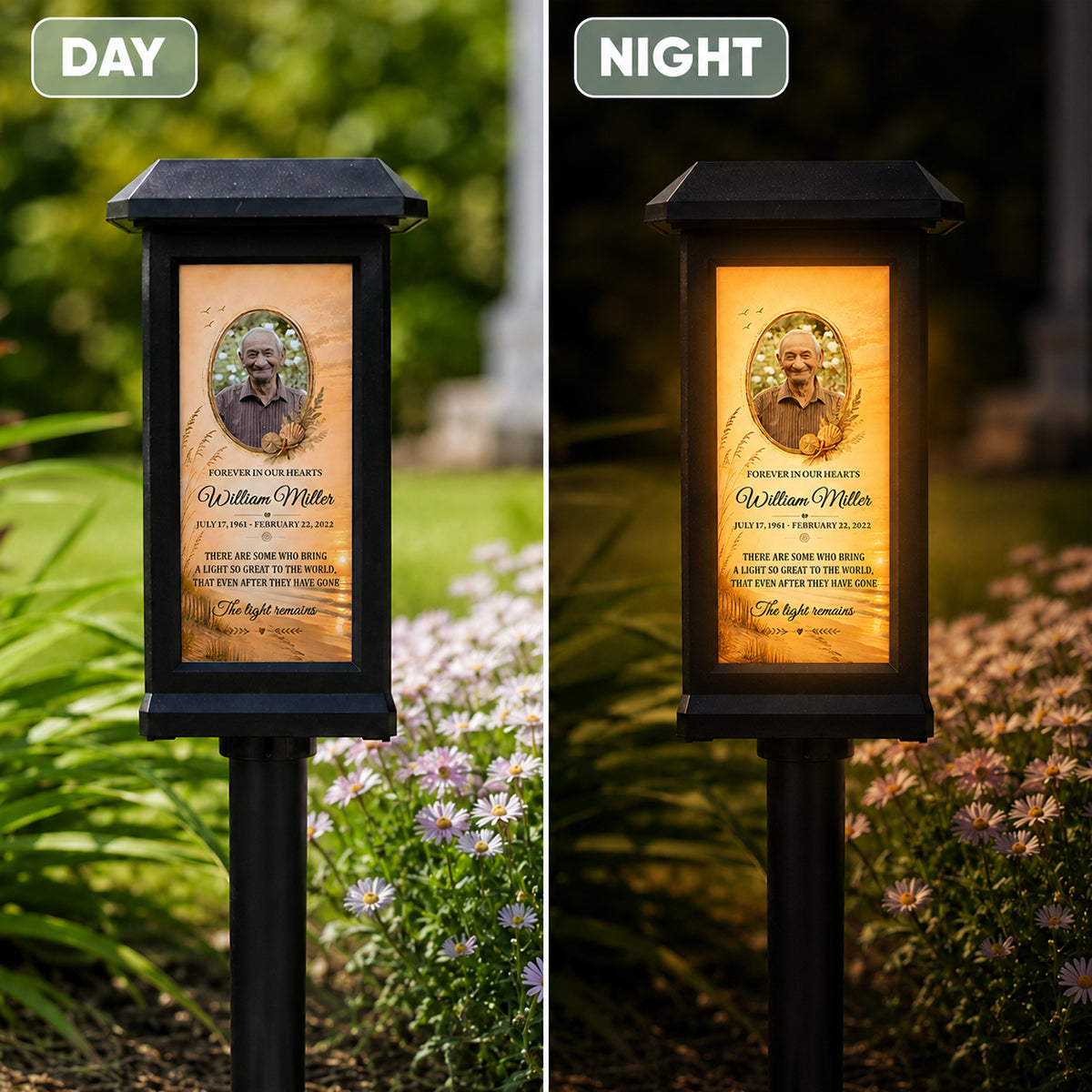 Custom Beach Memorial Photo - Personalized Solar Garden Light - Heartfelt Sympathy Gift for Loved Ones