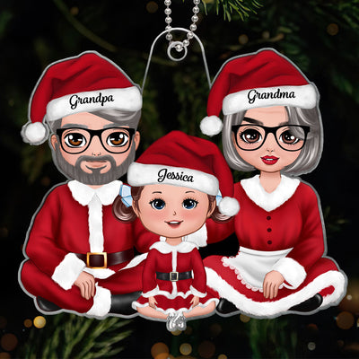 Christmas Doll Grandma Grandpa Claus Gift For Granddaughter Grandson Personalized Acrylic Ornament
