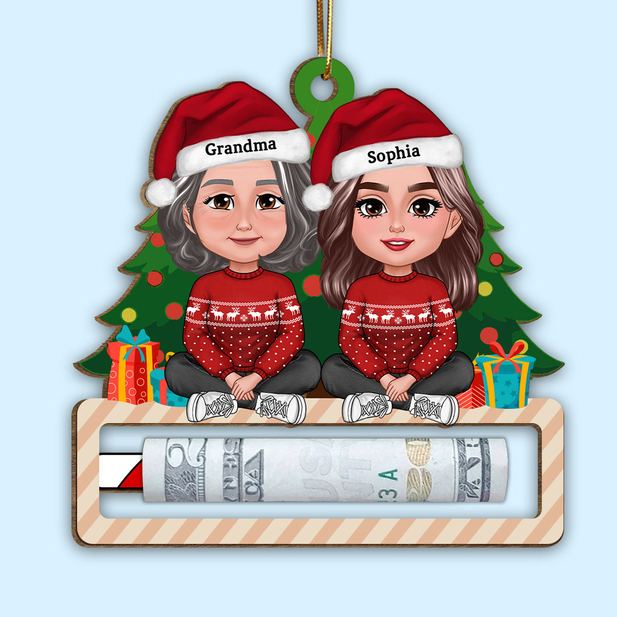 Unique Christmas Gift For Kid Teenage Grandchildren Personalized Wooden Money Holder Ornament
