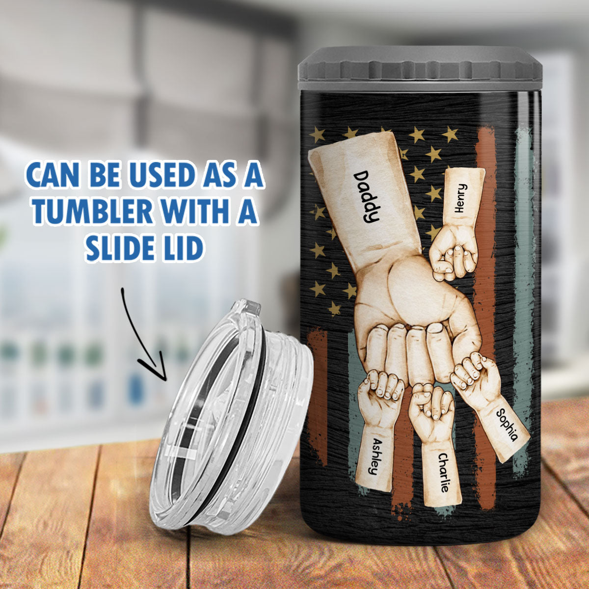 The Dad That Stepped Up, Personalized Can Cooler For Stepdad, Gift For Stepdad