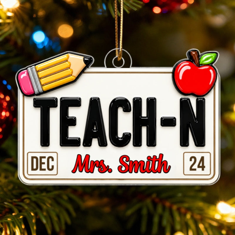 License Plate Nurse Teacher Bus Driver - Personalized Acrylic Ornament - Christmas Gift For Family, Coworker, Friends