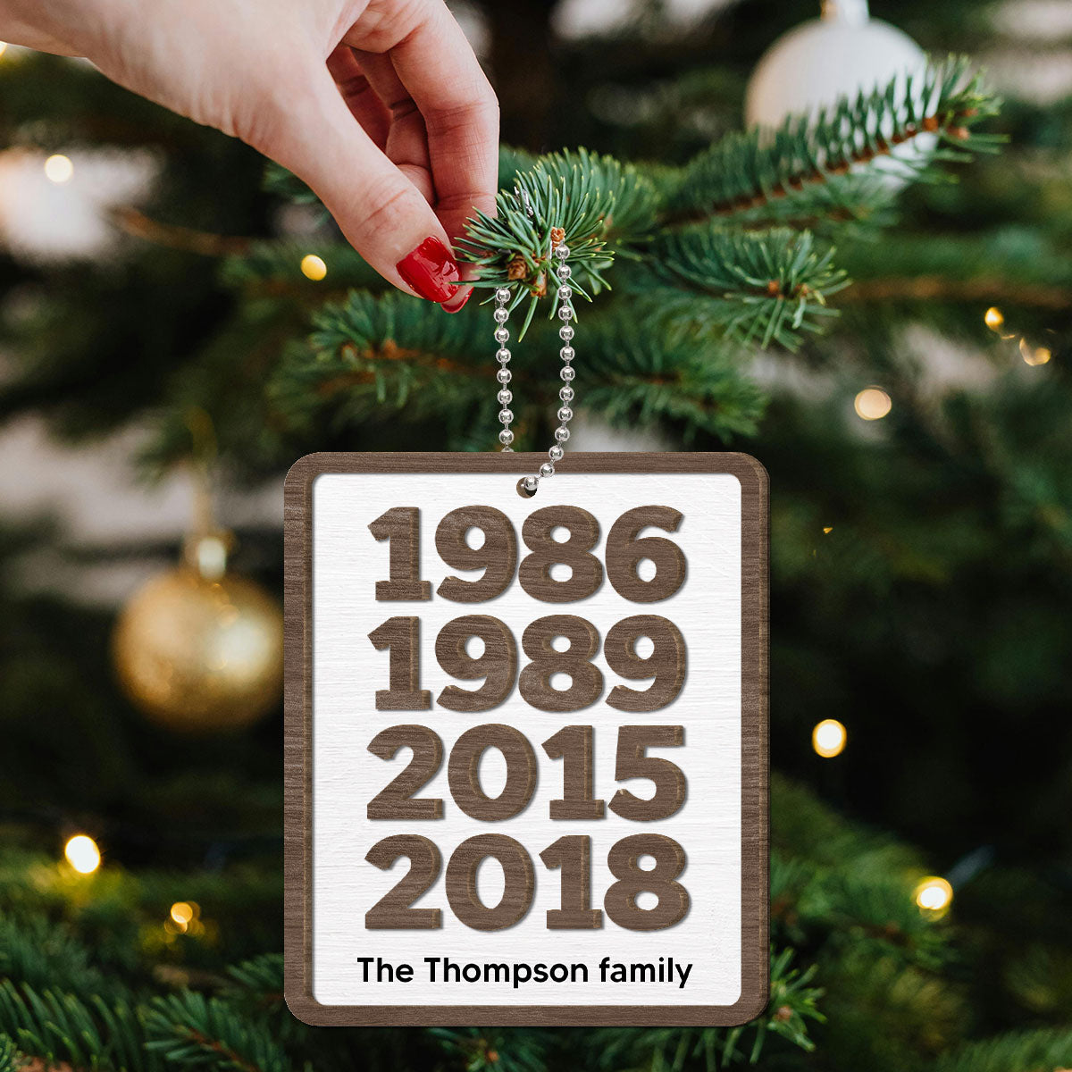 Custom Years Family Decor Gift Personalized 2-Layer Wooden Ornament