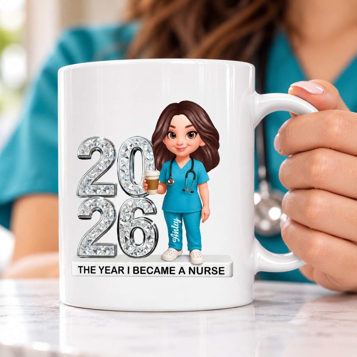 The Year I Became A Nurse - Personalized Mug - Christmas Gift, Graduation Gift For Nurse, Milestone Keepsake For Healthcare Workers