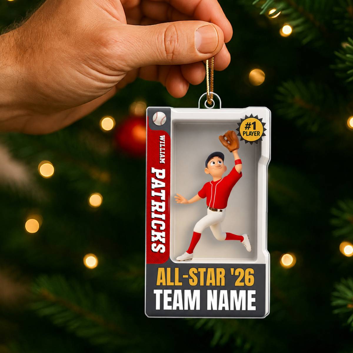 Baseball Player 3D Effect Action Figure - Personalized Acrylic Ornament - Christmas Gift for Son, Grandson