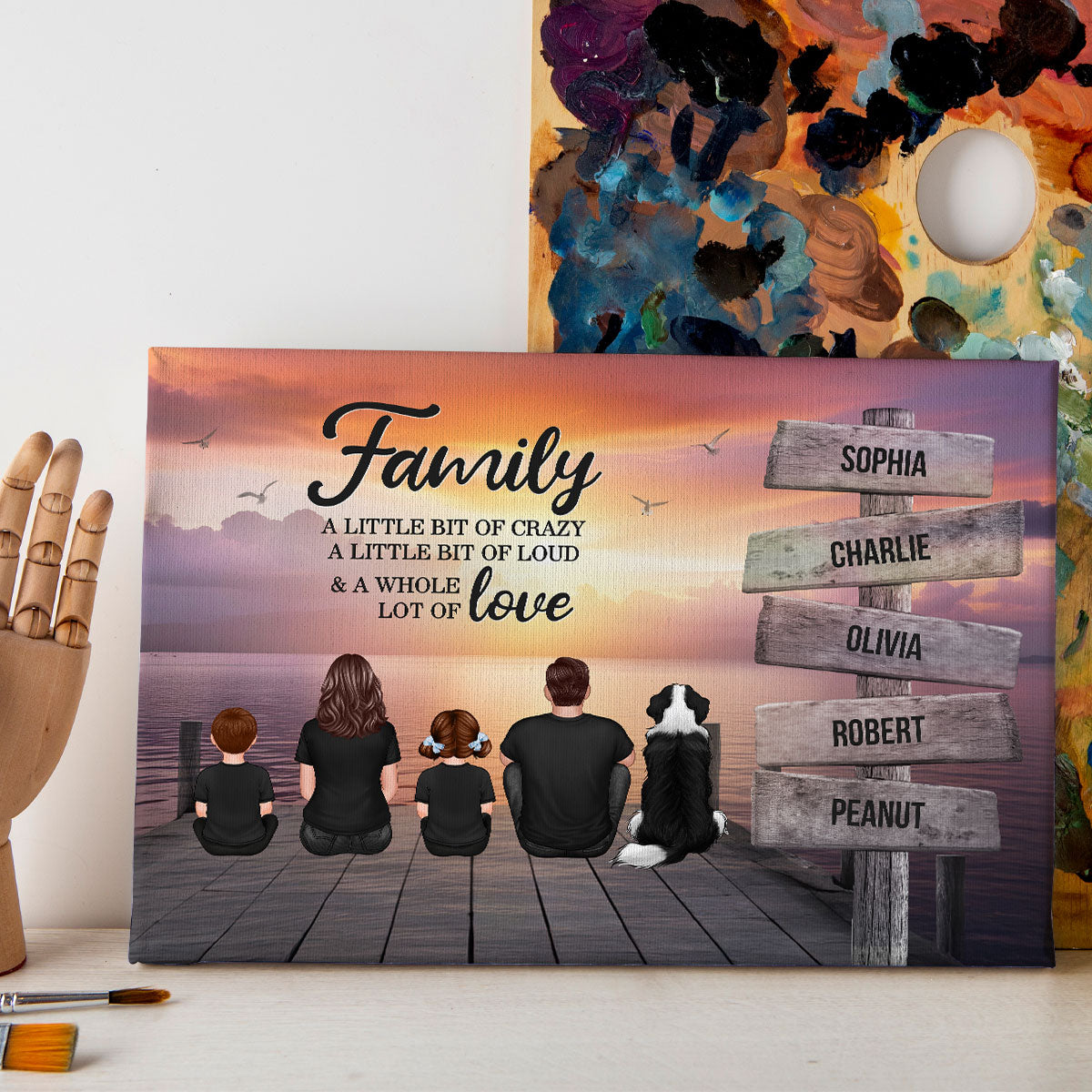 Family A Little Whole Lot of Love Sign Posts Personalized Wrapped Canvas, Heartfelt 2025 Father's Day Gift For Dad, Husband