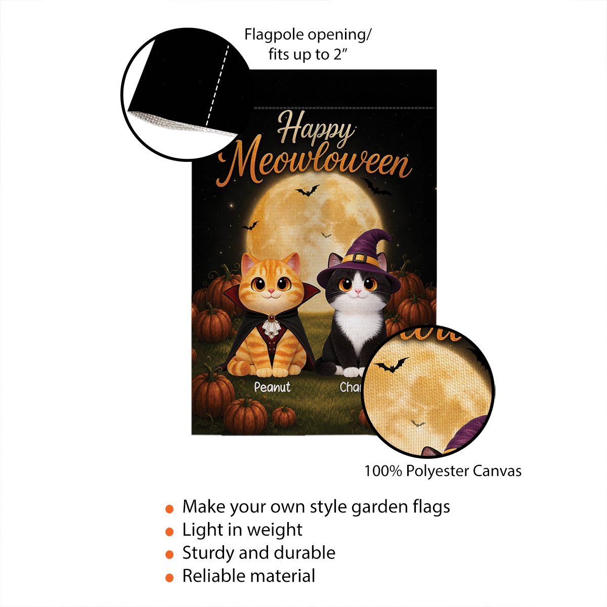 Halloween Cats In Moonlight - Personalized Garden Flag - Halloween Decoration