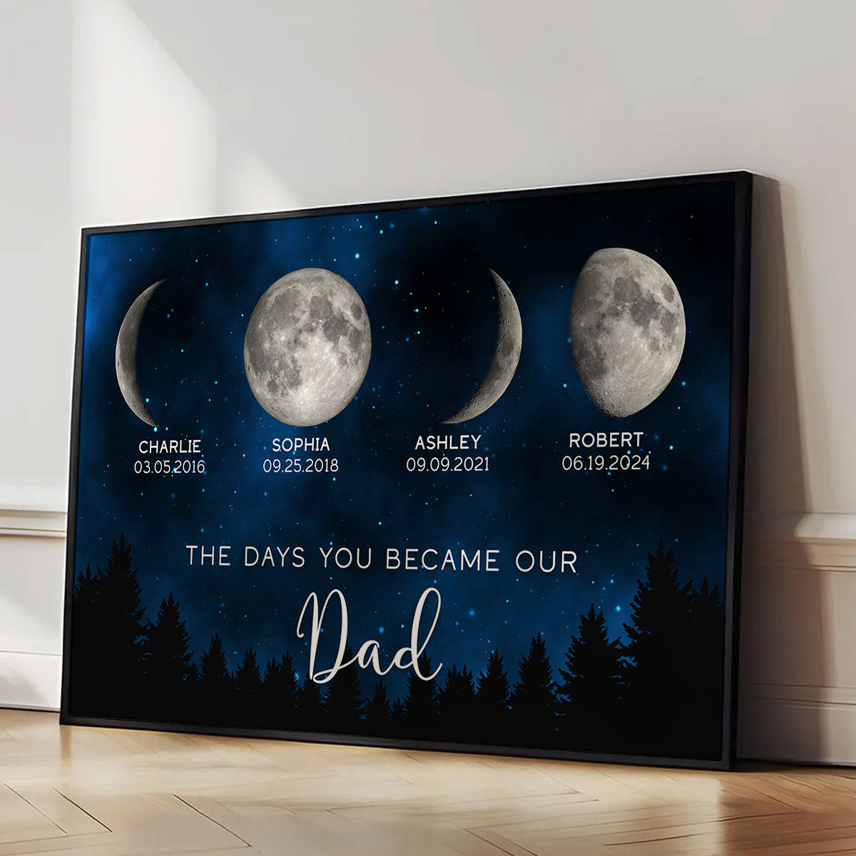 Galaxy Night Custom Birth Moon Phase The Days You Became Our Dad - Personalized Poster