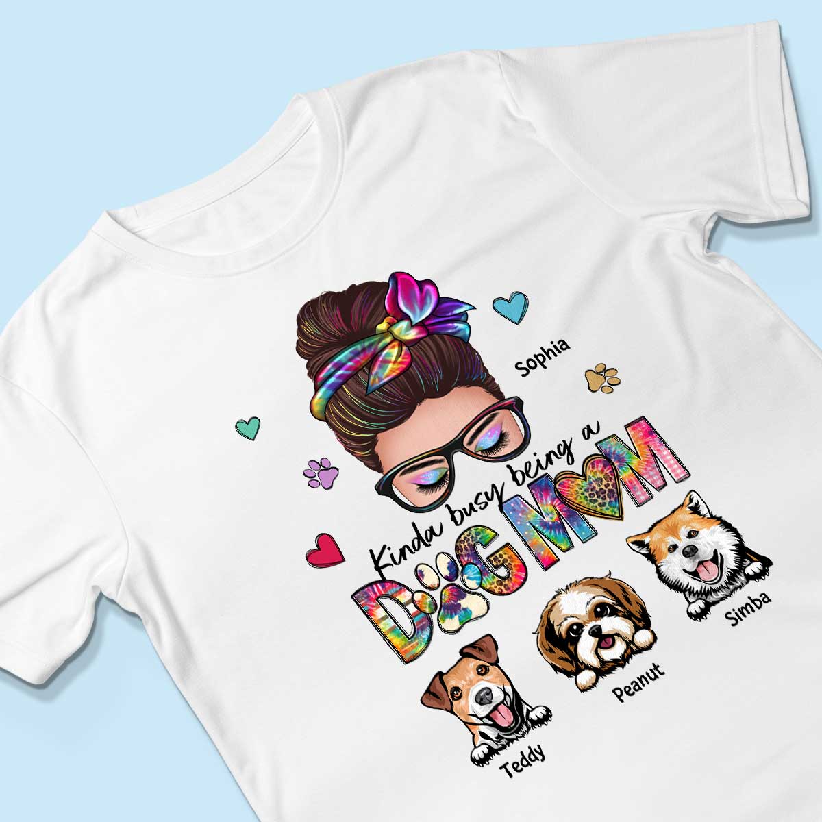 Kinda Busy Being A Dog Mom Messy Bun Personalized Shirt