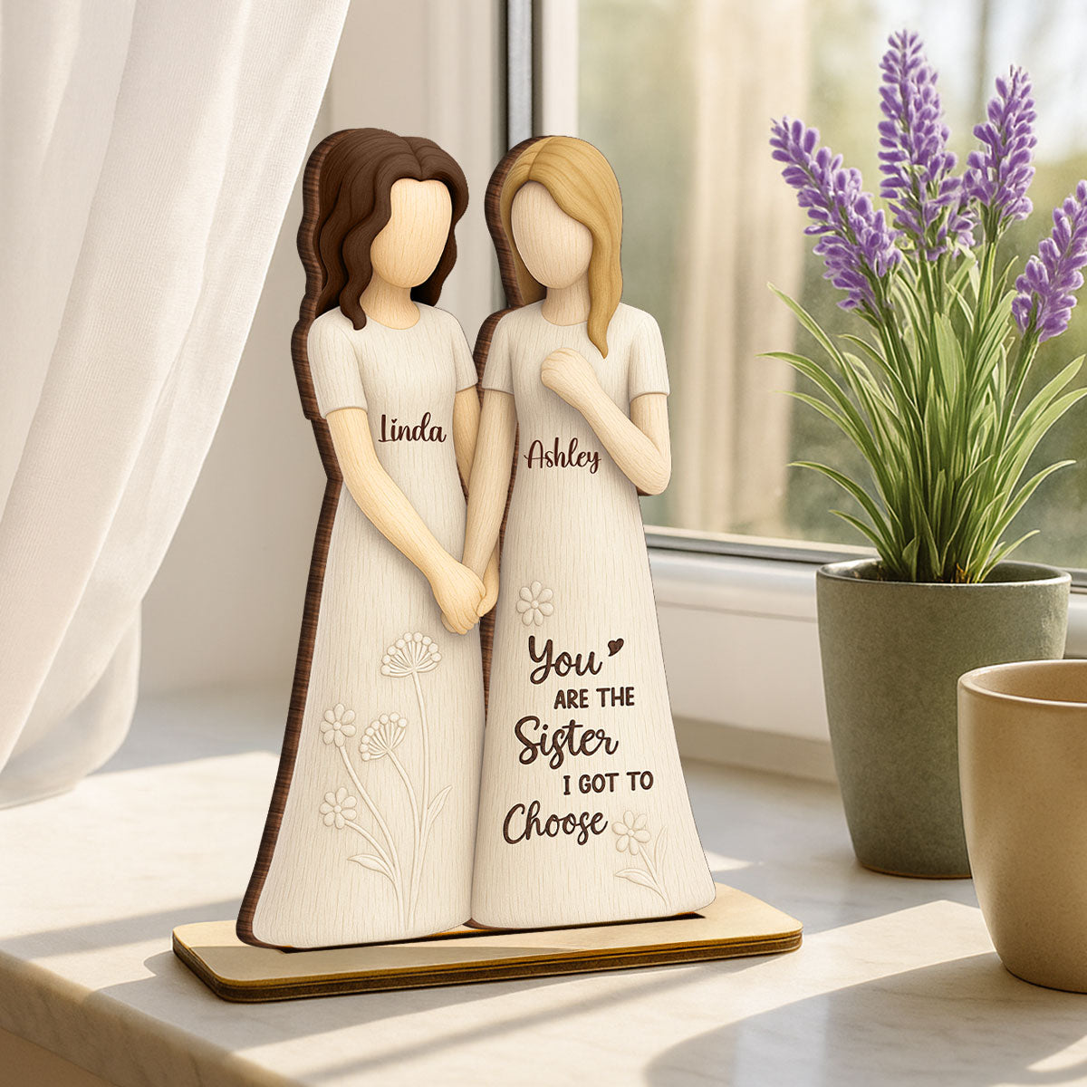 Soul Sister Friendship 3D Effect Personalized Standing Wooden Plaque, Gifts for Best Friend, Bestie Birthday Gift