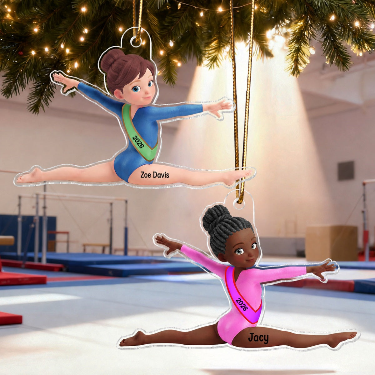 3D Effect Gymnastic Girl Front Split Pose - Personalized Acrylic Ornament - Gymnast Gift For Daughter, Granddaughter