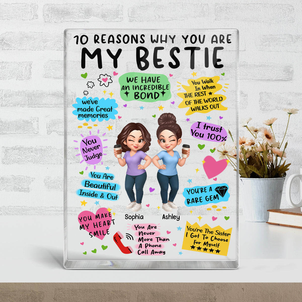 10 Reasons Why You Are My Besties Personalized Acrylic Block Plaque
