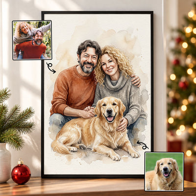 Add Deceased Pet to Photo, Merge Multiple Pictures - Personalized Poster - Custom Dog Cat Memorial Portrait, Sympathy Gift