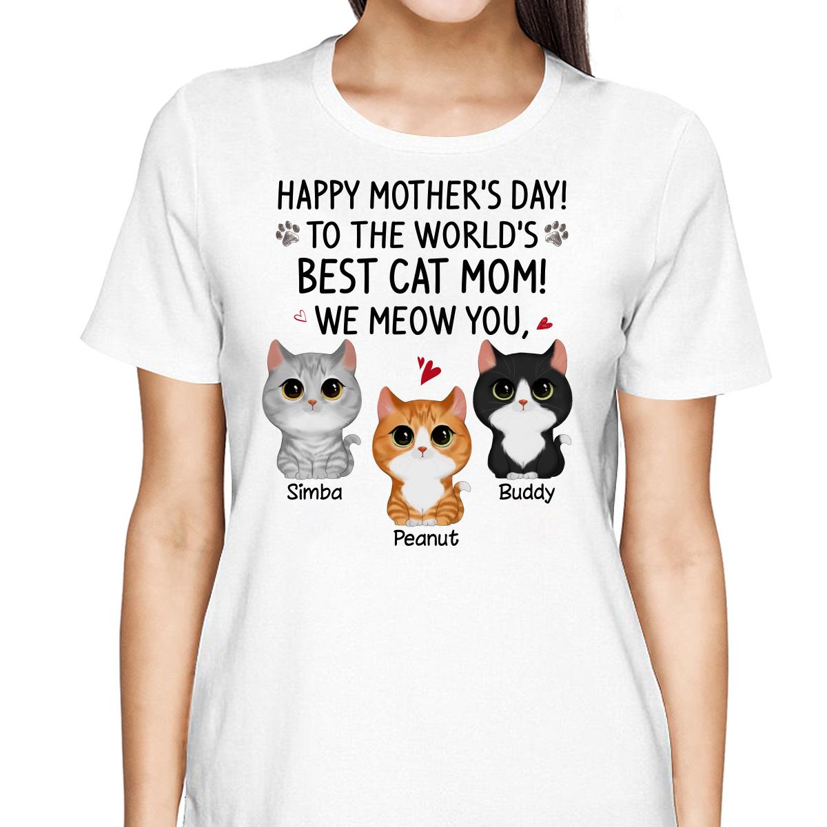 Happy Mother‘s Day Best Cat Mom Watercolor Cute Cats Personalized Shirt