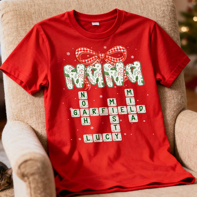 Grandma Coquette Floral Christmas Pattern Crossword Puzzle Art - Personalized Shirt