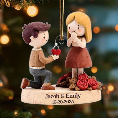 Couple Marriage Proposal Engagement 2025 - Personalized Acrylic Ornament - Custom She Said Yes Keepsake