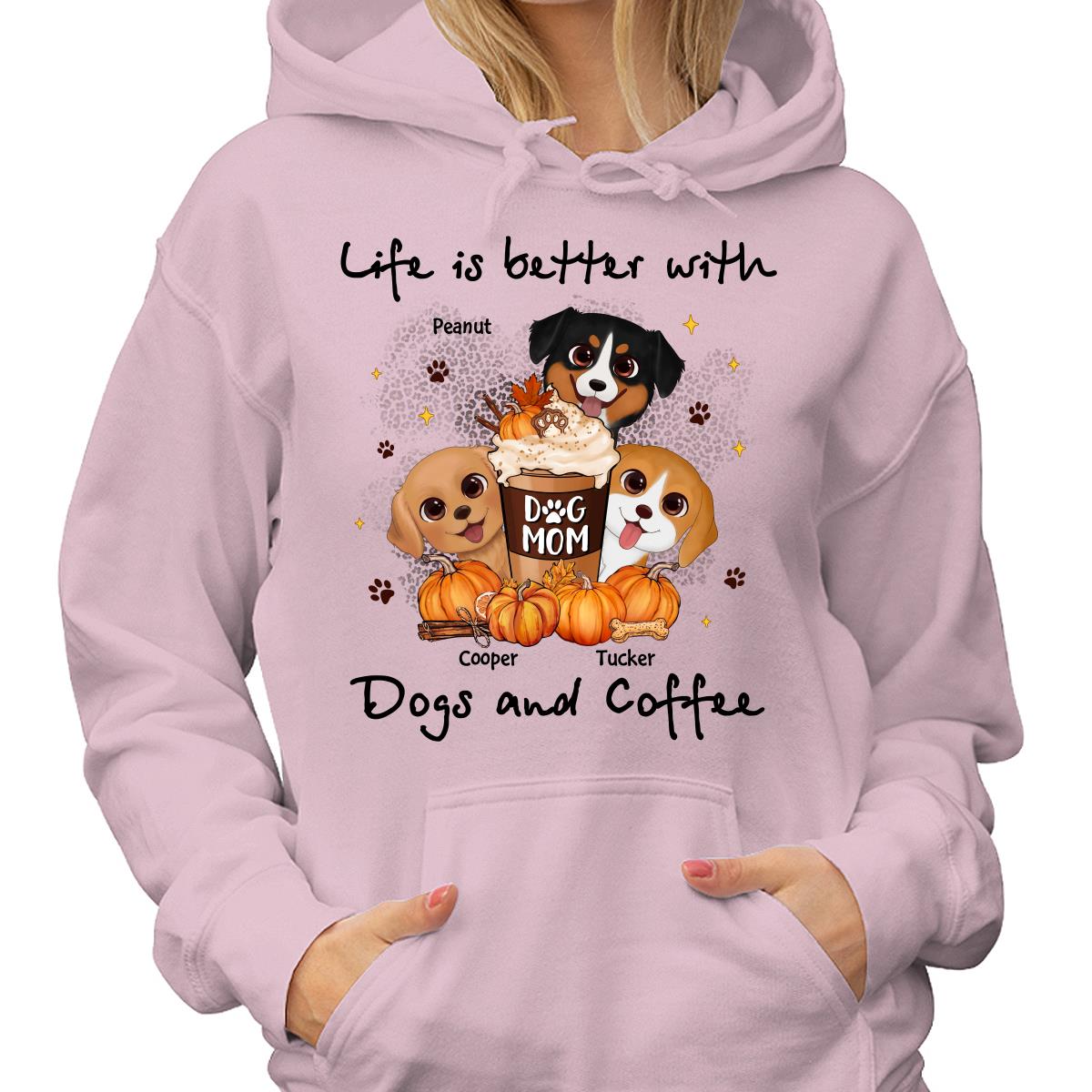 Life Is Better With Dogs And Coffee Fall Season Personalized Shirt
