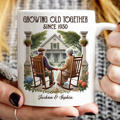 Couple Sitting On The Porch Growing Old Together Since Personalized Mug, Heartfelt  Gift For Couple, For Him, For Her, Husband, Wife