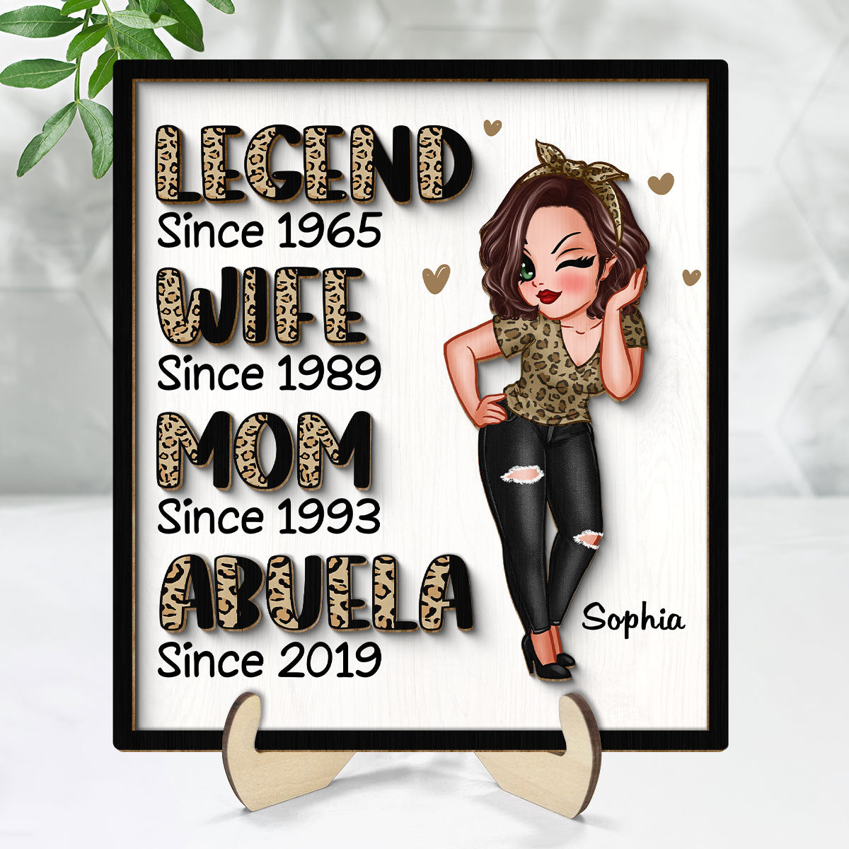 Legend Wife Mom Grandma Personalized 2-Layer Wooden Plaque