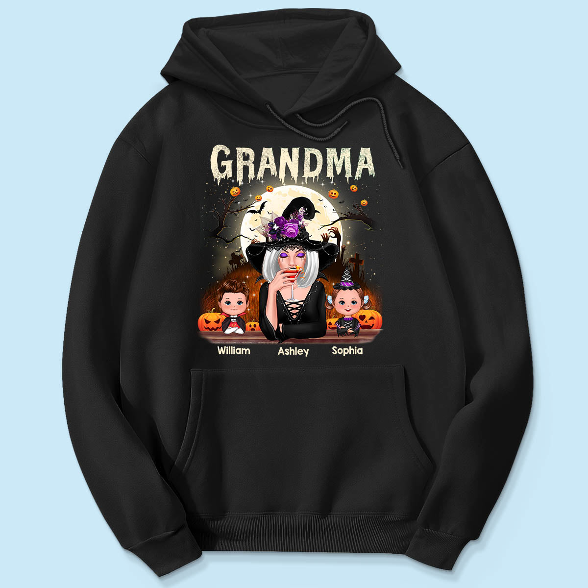 Grandma Mom And Kids Halloween Night Personalized Shirt