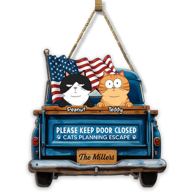 Cats Planning Escape Truck Personalized Wood Sign