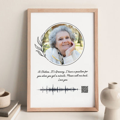 Heartfelt Voice Recording Gift for Mom, Grandma, Dad, Grandpa, Soundwave Art QR Code Personalized Poster