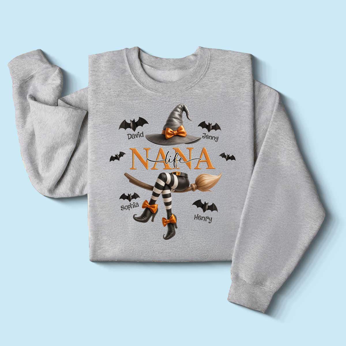 Grandma Life Witch 3D Effect Personalized Sweatshirt, Halloween Sweatshirt for Grandma
