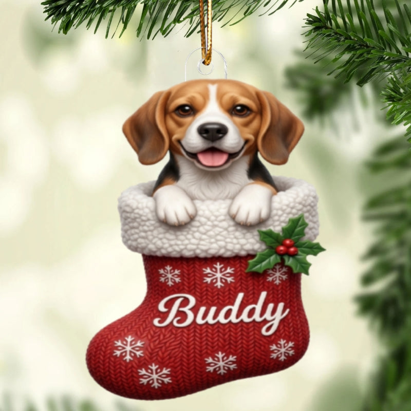 Custom Dog Cat Pet Stocking - Personalized Acrylic Ornament - Christmas Gift for Dog Cat Mom