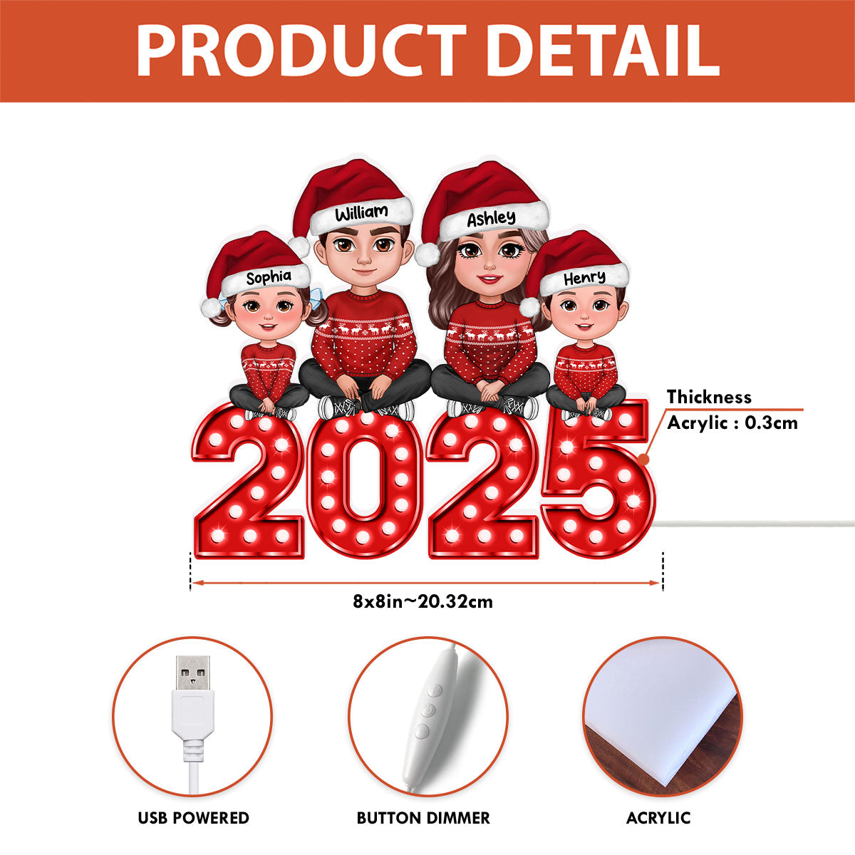 Christmas Family Forever Together Personalized LED Light Box, Heartwarming Christmas Decoration