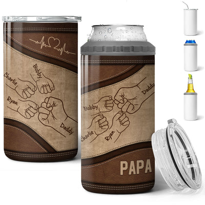 Dad Grandpa And Kids Fist Bump, Personalized Can Cooler, Gift For Him