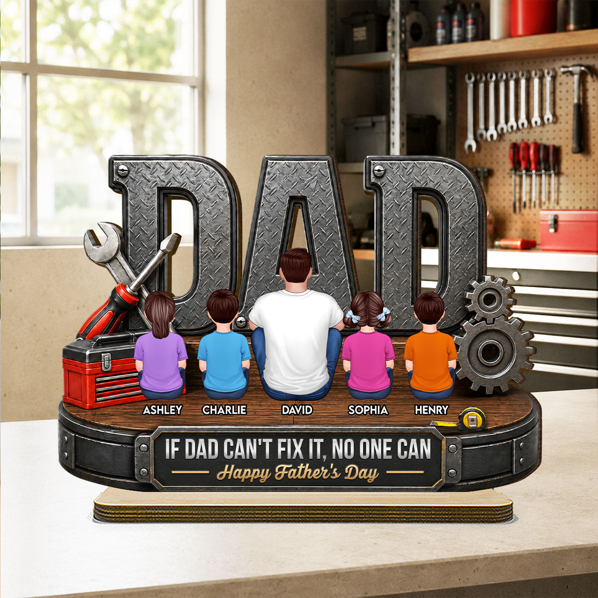 If Dad Can't Fix It No One Can - Personalized 2-Layered Wooden Plaque - Father's Day Gift For Dad, Husband, DIY Dad, Handyman
