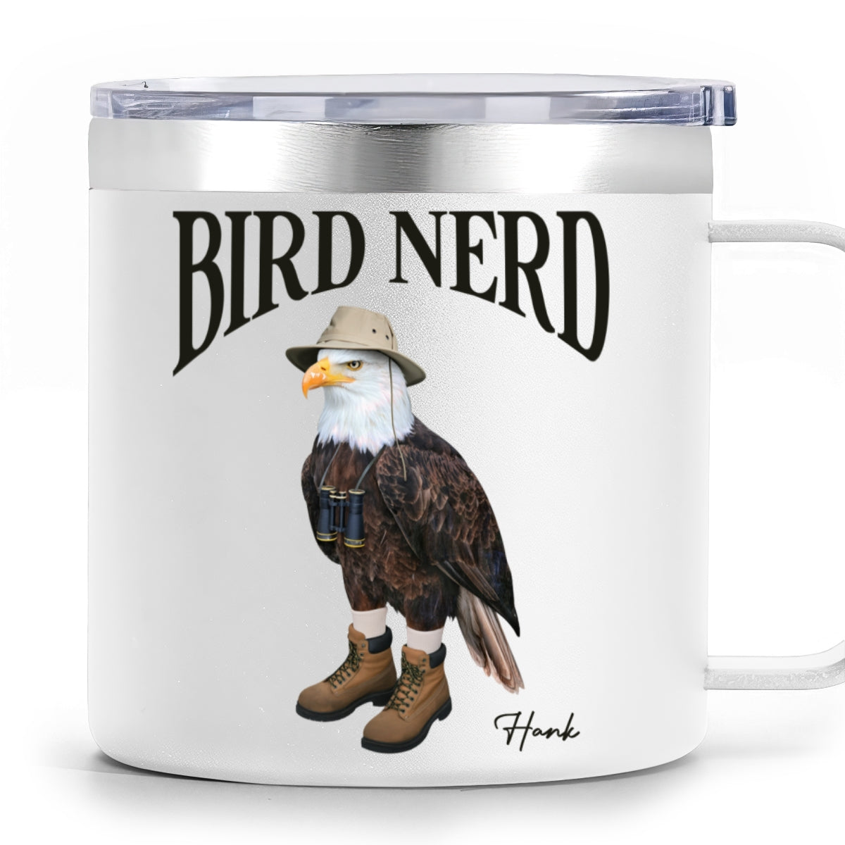 Bird Nerd Funny Gift For Bird Watcher, Bird Twitcher Bird Lover Personalized Stainless Steel Tumbler With Handle