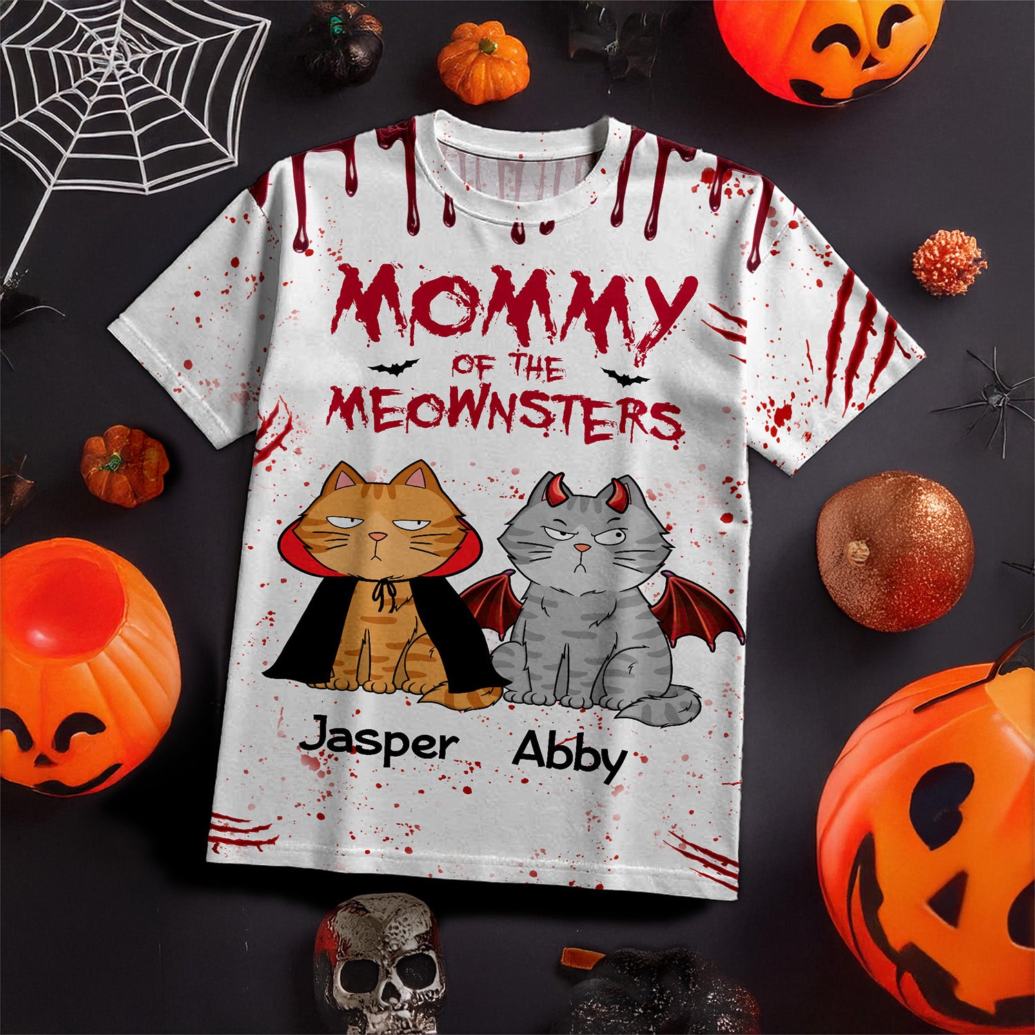 Halloween Mommy Daddy Of The Monsters Cats - Personalized 3D Shirt