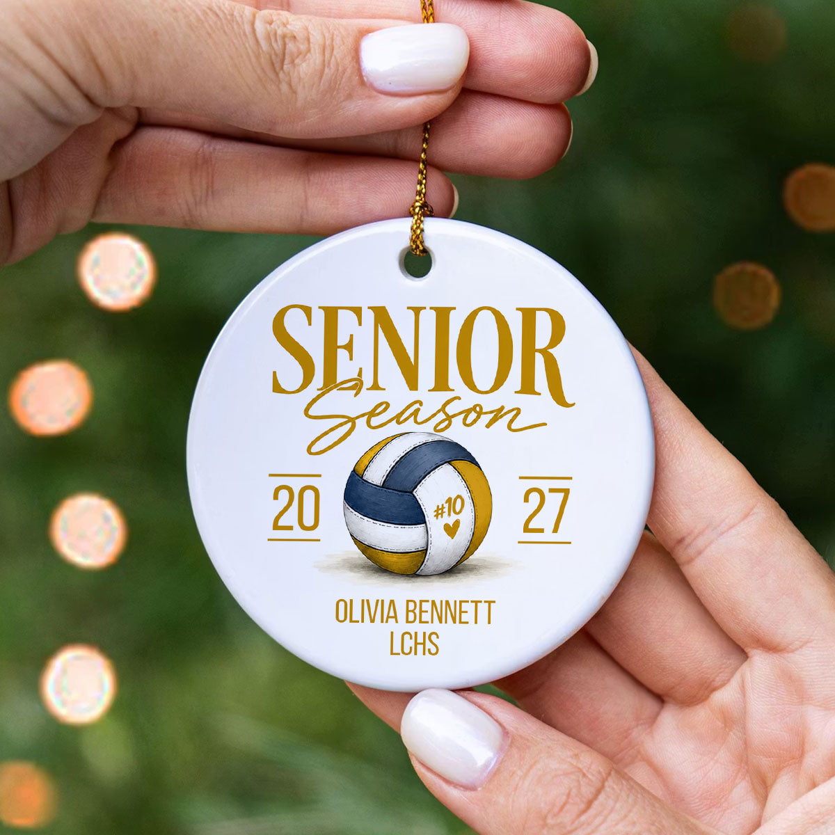 Senior Volleyball - Personalized Ceramic Ornament - Volleyball Senior Night Gift, Class of 2027 Keepsake, Volleyball Player Christmas Gift