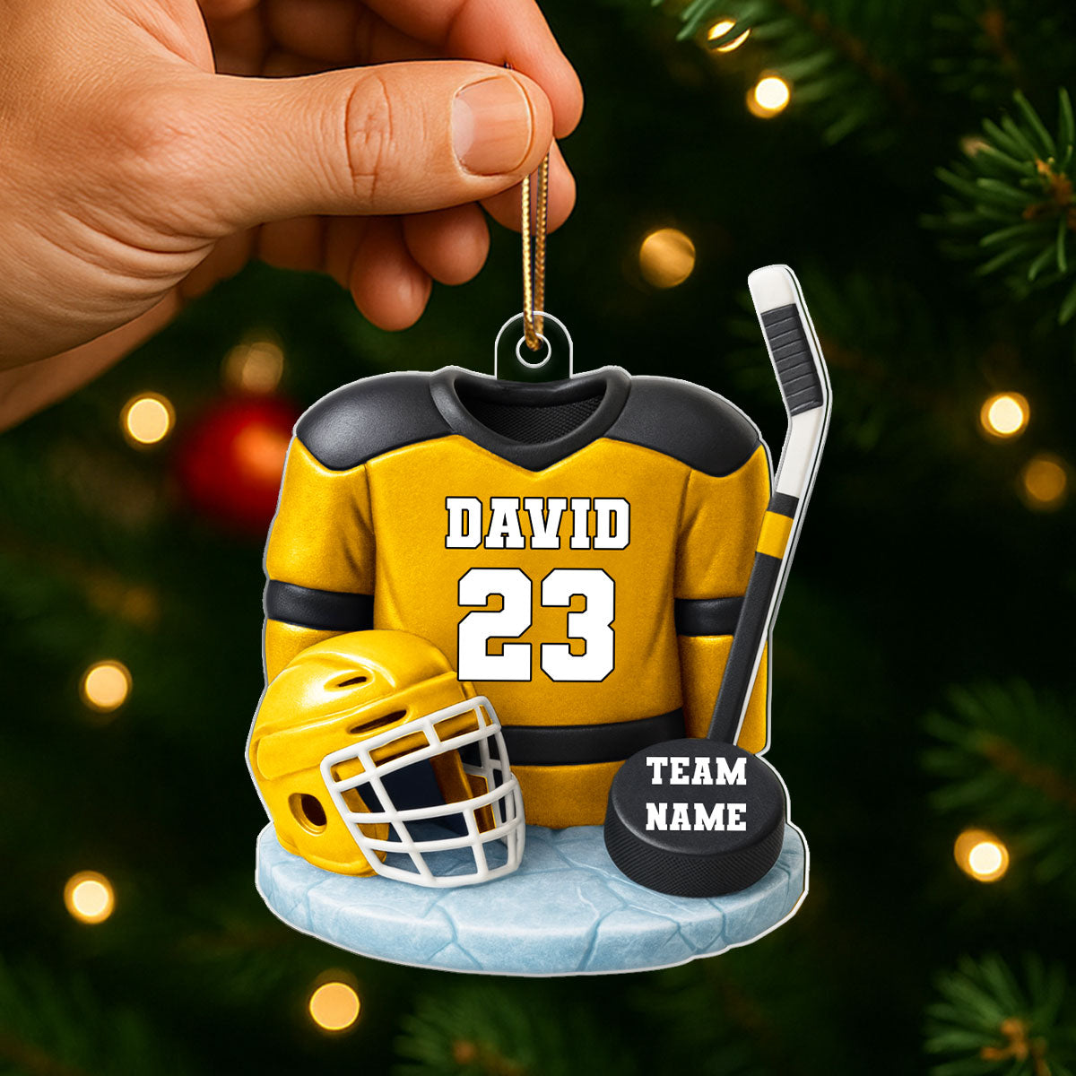 Hockey Kit 3D Effect - Personalized Acrylic Ornament - Christmas Gift For Son, Grandson, Boyfriend