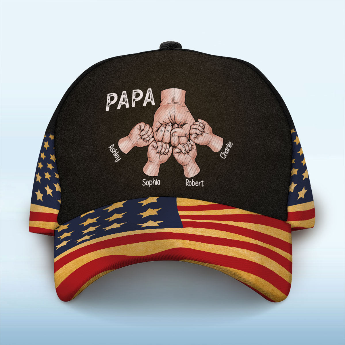 Grandpa Fist Bump Nation Flag Personalized Classic Cap, Father's Day Gift For Grandpa