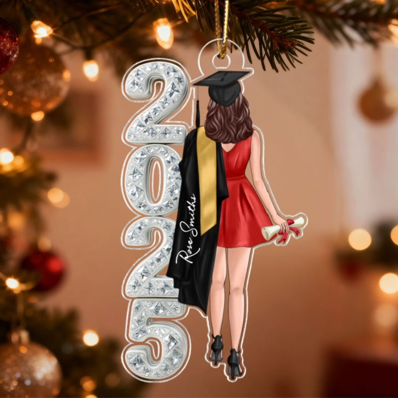 Class of 2025 2026 Senior 3D Crystal Effect - Personalized Acrylic Ornament - Christmas Graduation Gift for Seniors